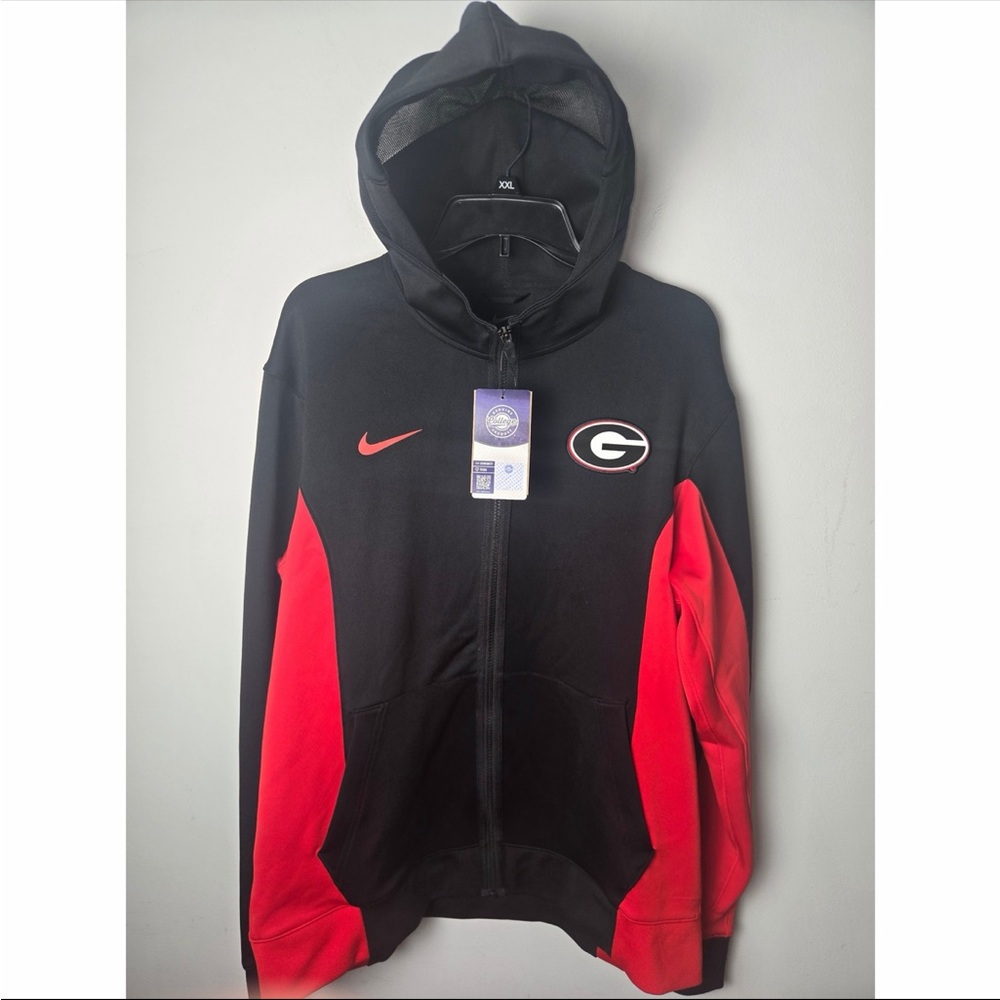 Nike Mens Black/Red Georgia Bulldogs Dri-FIT Game Full-Zip Hoodie Jacket Large